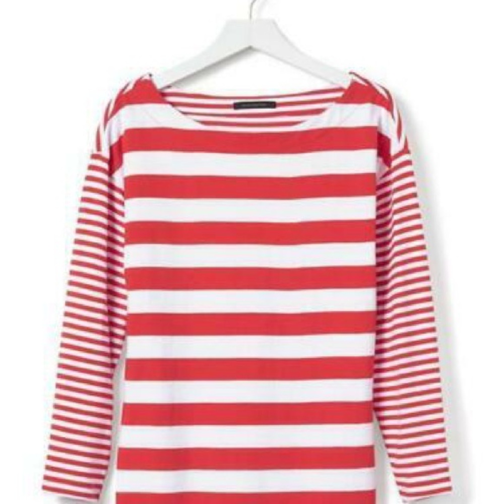 Red and White Striped Cotton Top